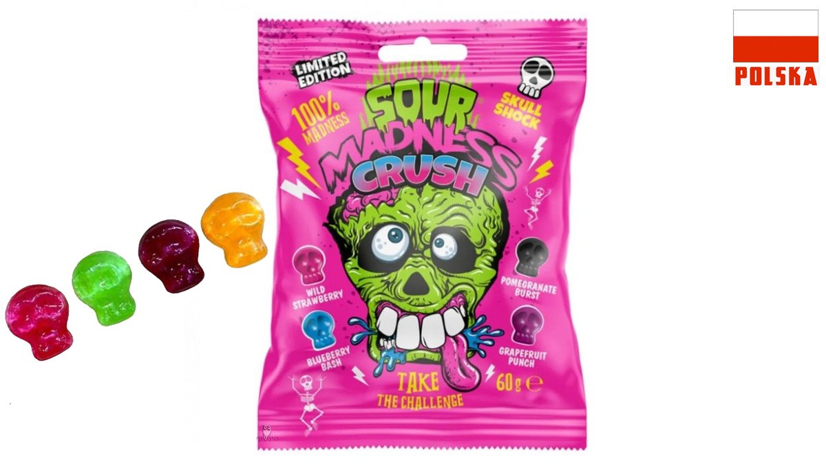סוכריות גולגולות קשות חמוצות מאוד SOUR MADNESS CRUSH