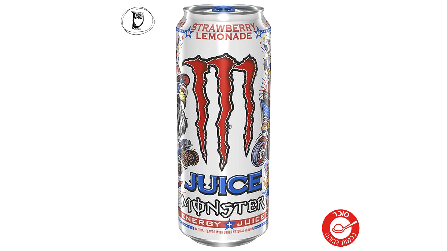 מונסטר משקה אנרגיה בטעם לימונדה ותות - Monster Juice Strawberry Lemonade