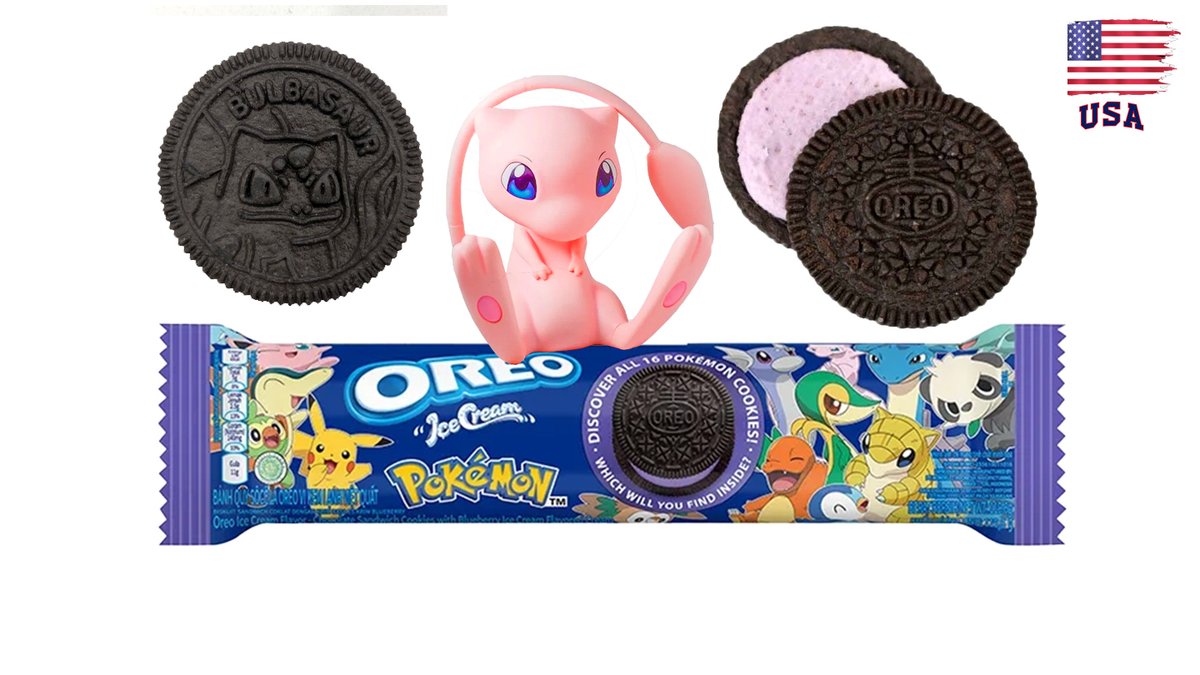 עוגיות אוראו פוקימון עם קרם בטעם גלידת אוכמניות oreo Blueberry Ice Cream