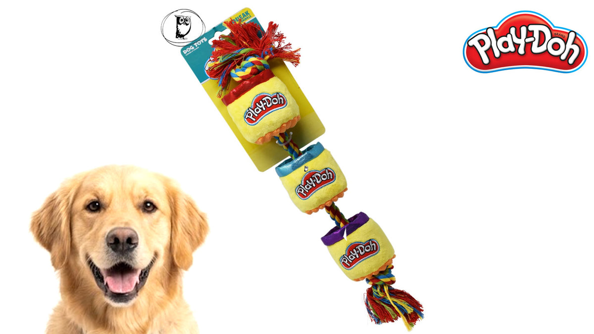צעצוע חבל קלוע למשיכה ולעיסה לכלבים - Play-Doh Rope Dog Toy