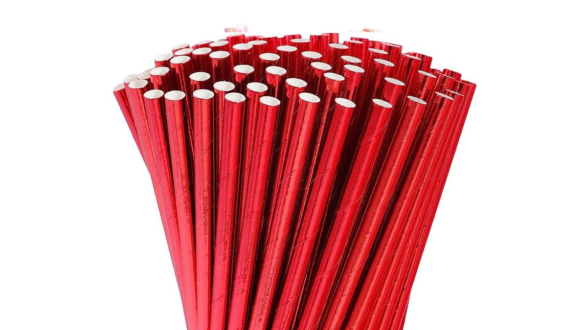 25 קשים מתכלים מנייר בצבע אדום מטאלי