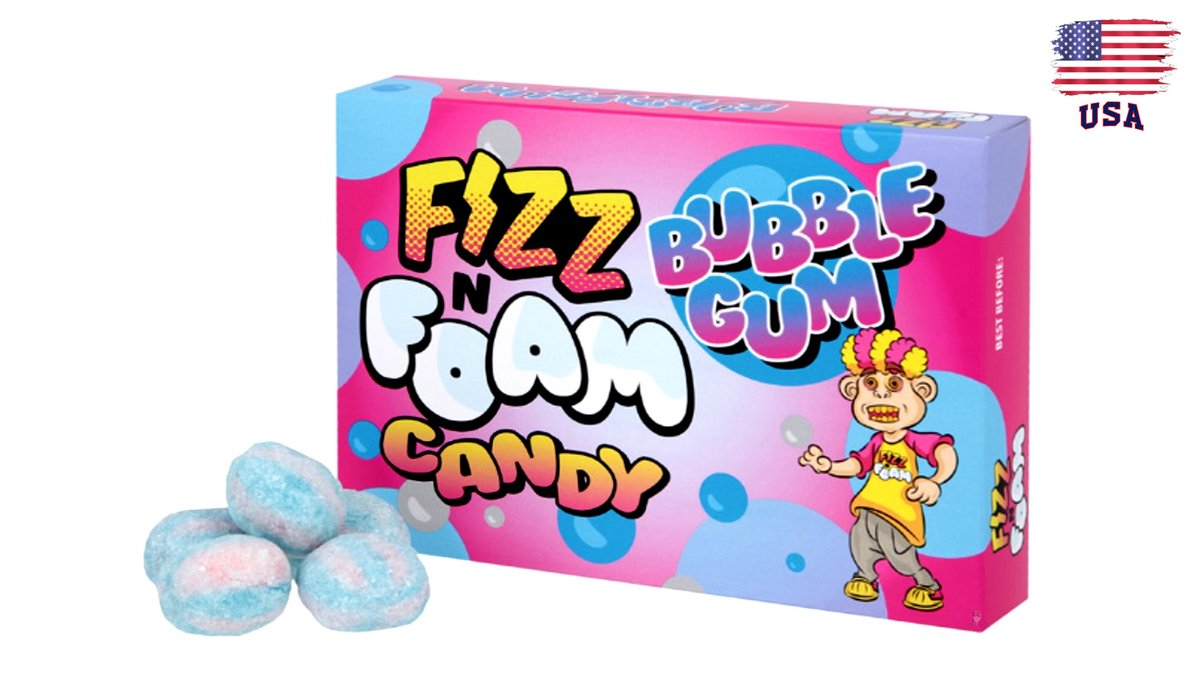 סוכריות פריכות בטעם מסטיק במילוי חמוץ - Fizz N Foam Bubble Gum