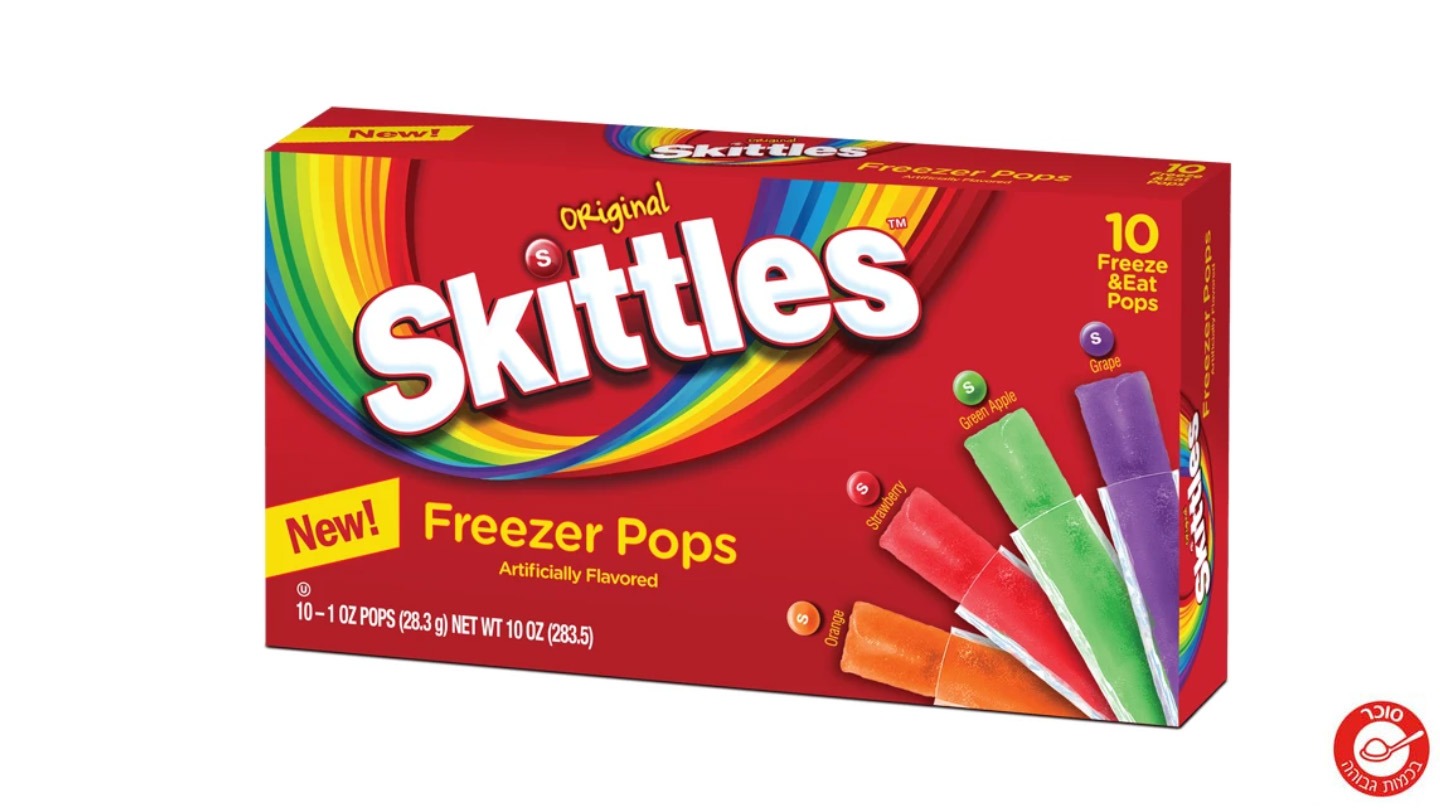 מארז 10 שלוקים להקפאה בטעם פירות - SKITTLES FREEZER POPS