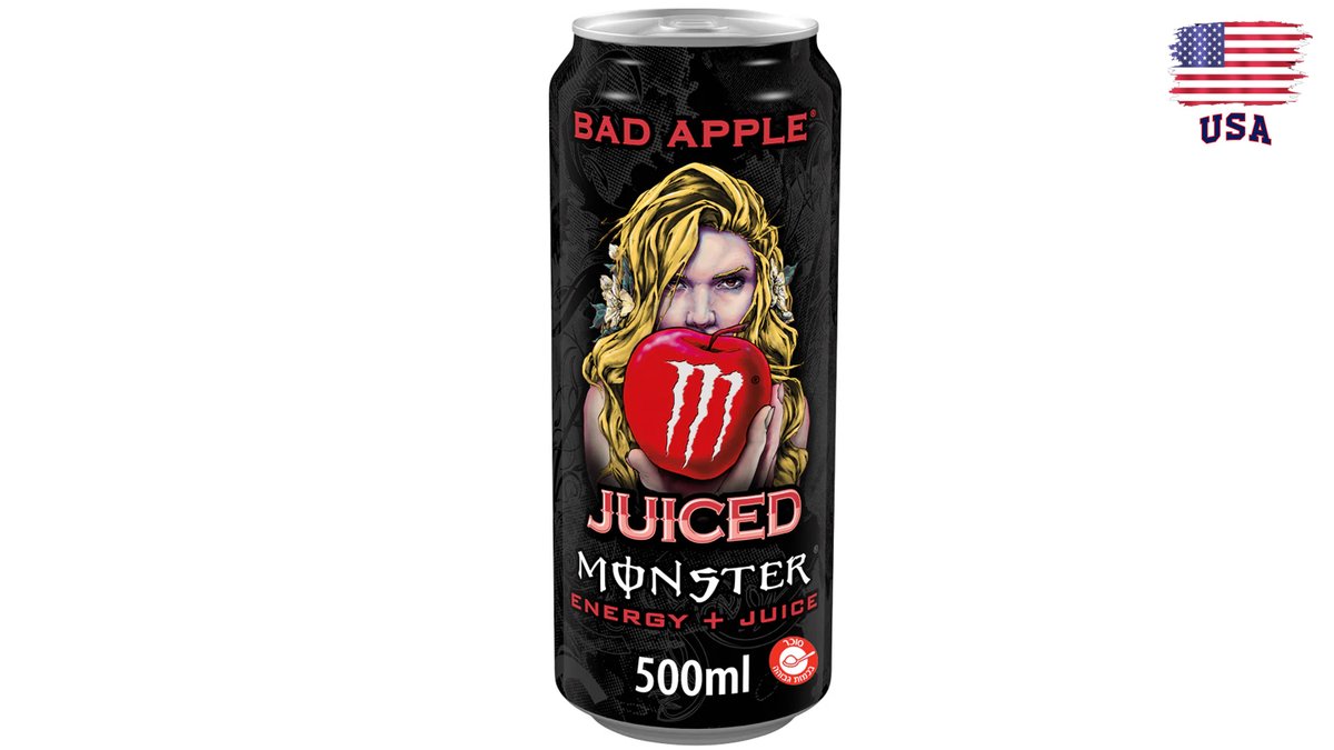 מונסטר משקה אנרגיה בטעם תפוח עץ מופחת קלוריות - MONSTER ENERGY BAD APPLE
