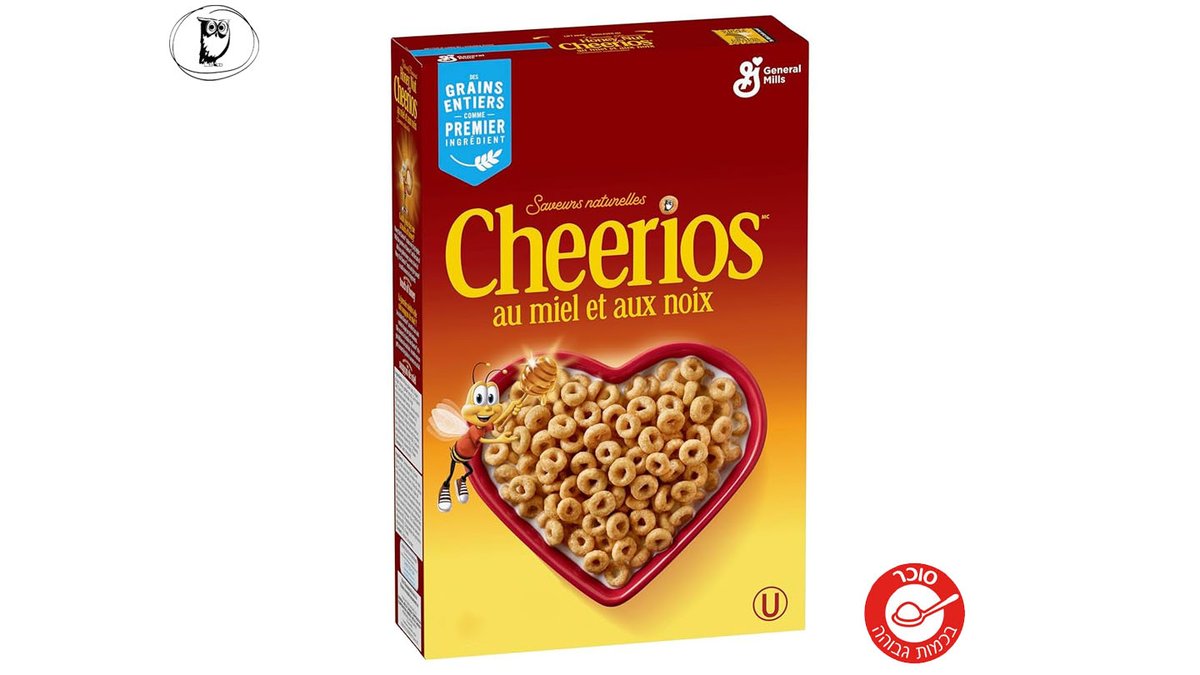 דגני בוקר על בסיס שיבולת שועל מלאה ודבש בטעם שקדים -HONEY NUT CHEERIOS
