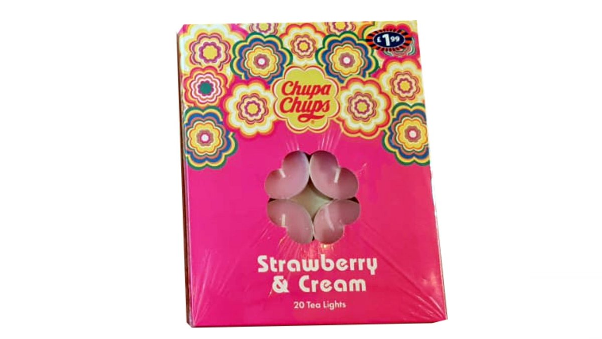 20 נרות TEALIGHT בניחוח קרם תות - CHUPA CHUPS STRAWBERRY CREAM
