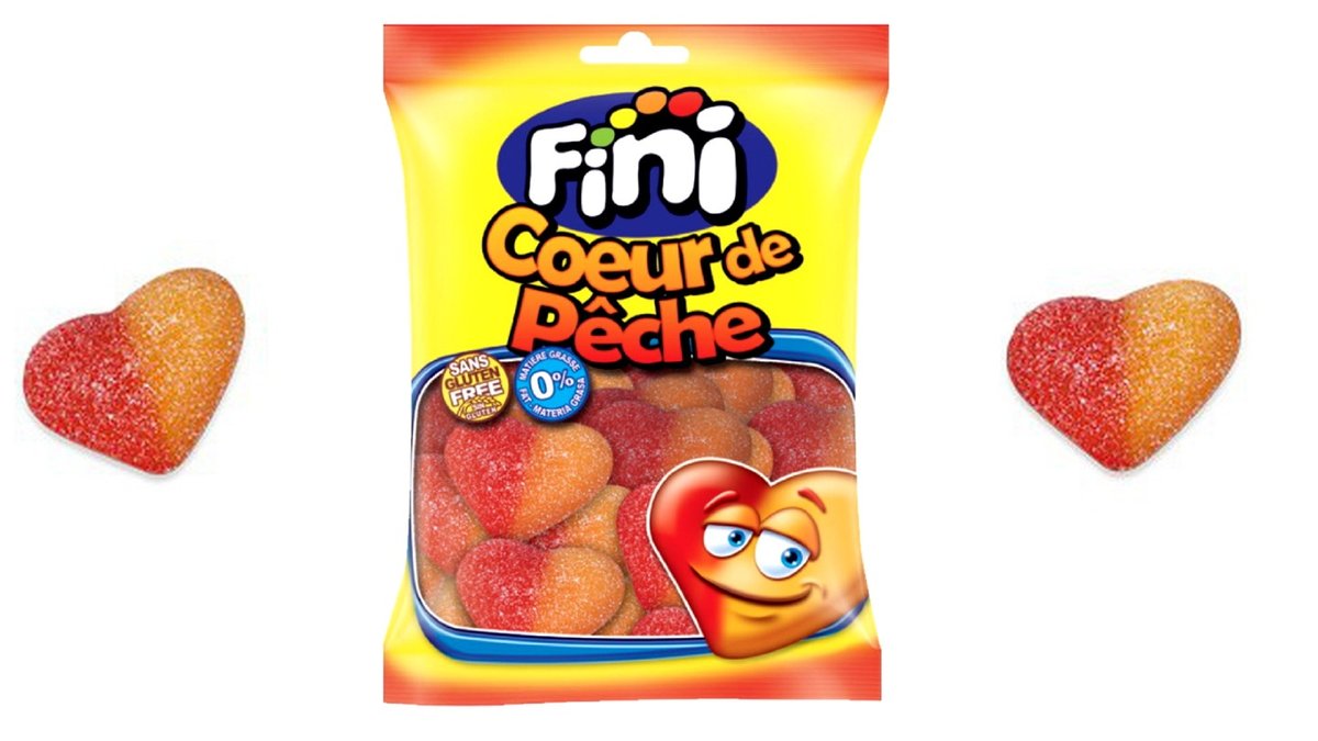 גומי פיני לבבות אפרסק מסוכר - FINI Coeurs de pêche