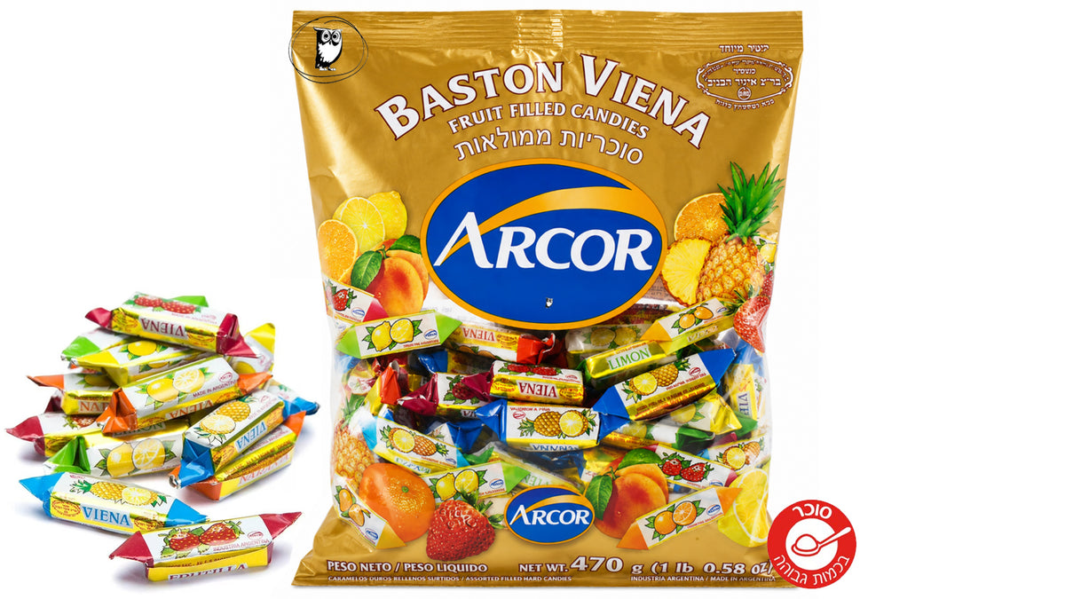 ארקור סוכריות ממולאות בטעמי פירות - Arcor Bastón Viena