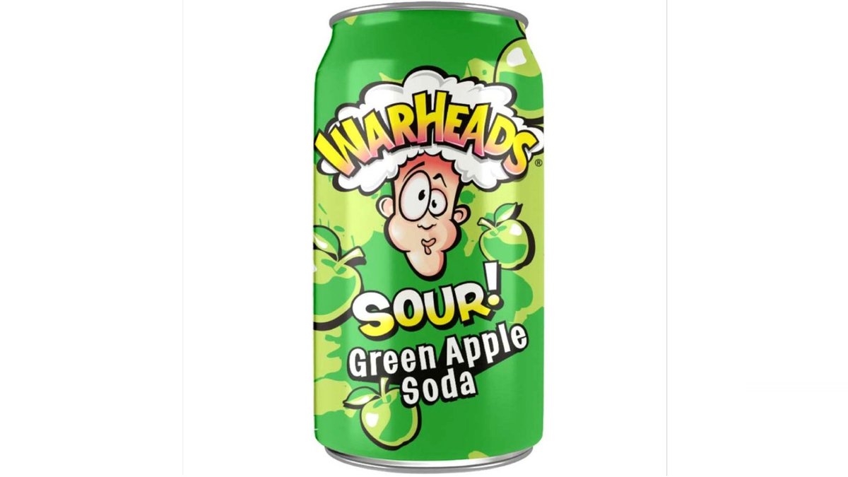 פחית משקה תוסס חמוץ בטעם תפוח ירוק - Warheads Sour Green Apple Soda