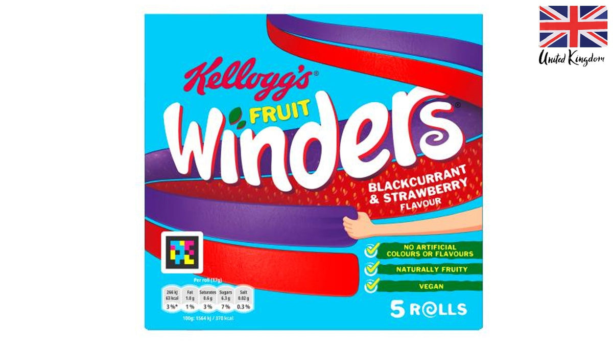 מארז 5 גלילי לדר תות ודומדמניות שחורות -Kelloggs Fruit Winders Strawberry & Blackcurant