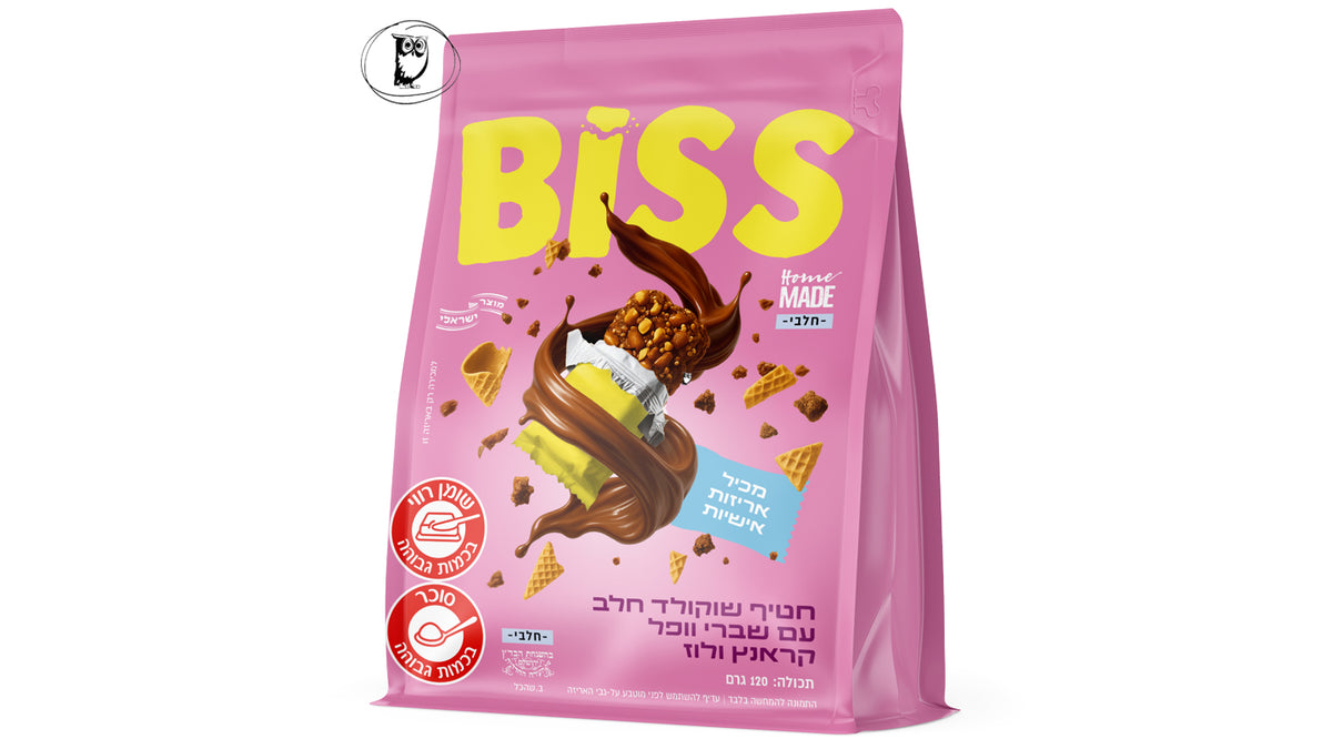 חטיף שוקולד חלב עם שברי וופל קראנץ ולוז - BISS