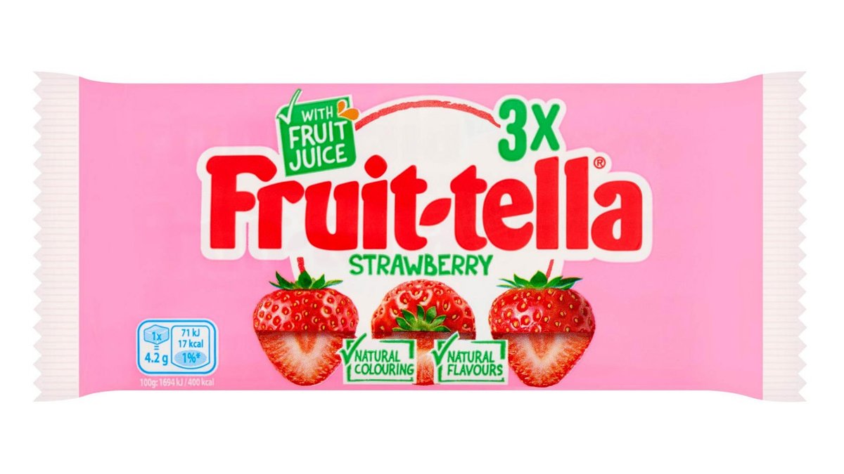 שלישיית חבילת קוביות טופי בטעם תות - Fruittella Strawberry