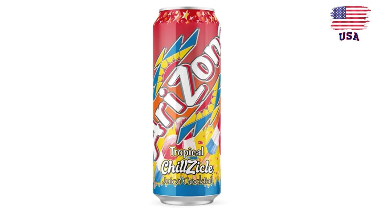 אריזונה תה קר מופחת קלוריות בטעם טרופי בפחית ענק - ARIZONA Tropical ChillZicle