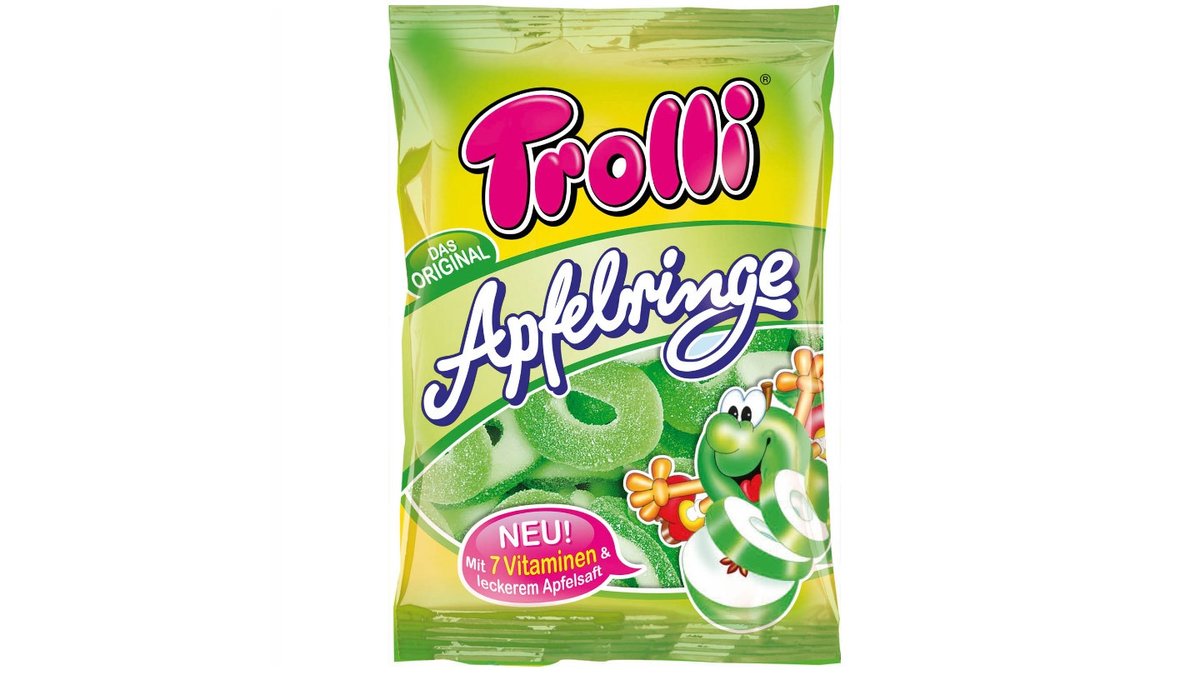 Sour apple flavor TROLLI APFELRINGE gummy bears - 200 grams