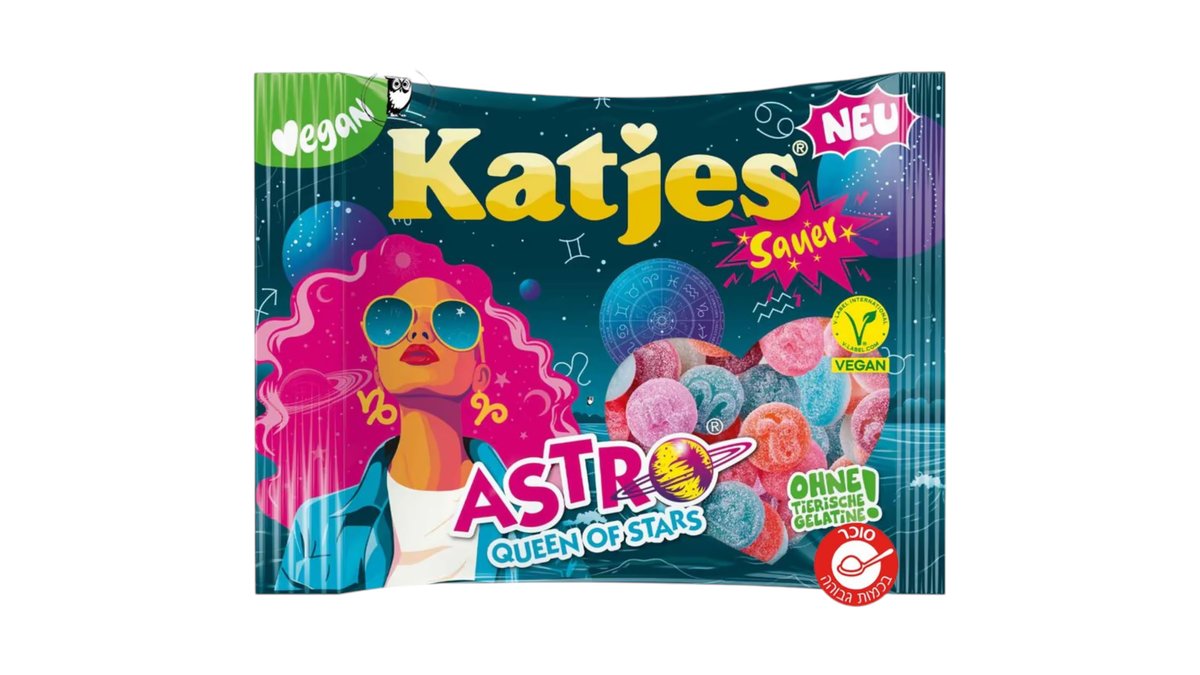 קטיאס גומי חמוץ אסטרו - מלכת הכוכבים - KATJES ASTRO-QUEEN OF STARS- SAUER