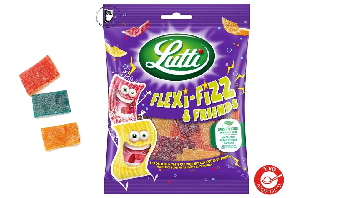 חתיכות שטיחונים חמוצים בטעמי פירות -Lutti Flexi-Fizz & Friends