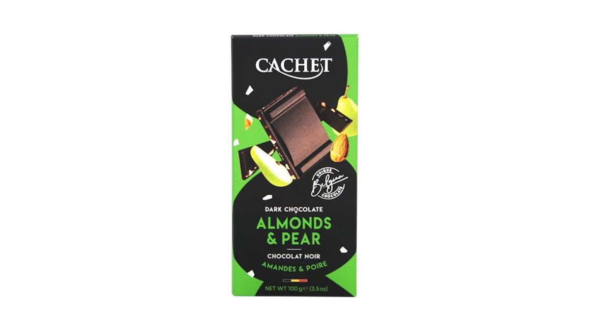טבלת שוקולד מריר שברי שקדים ואגס - Cachet Almonds & Pear