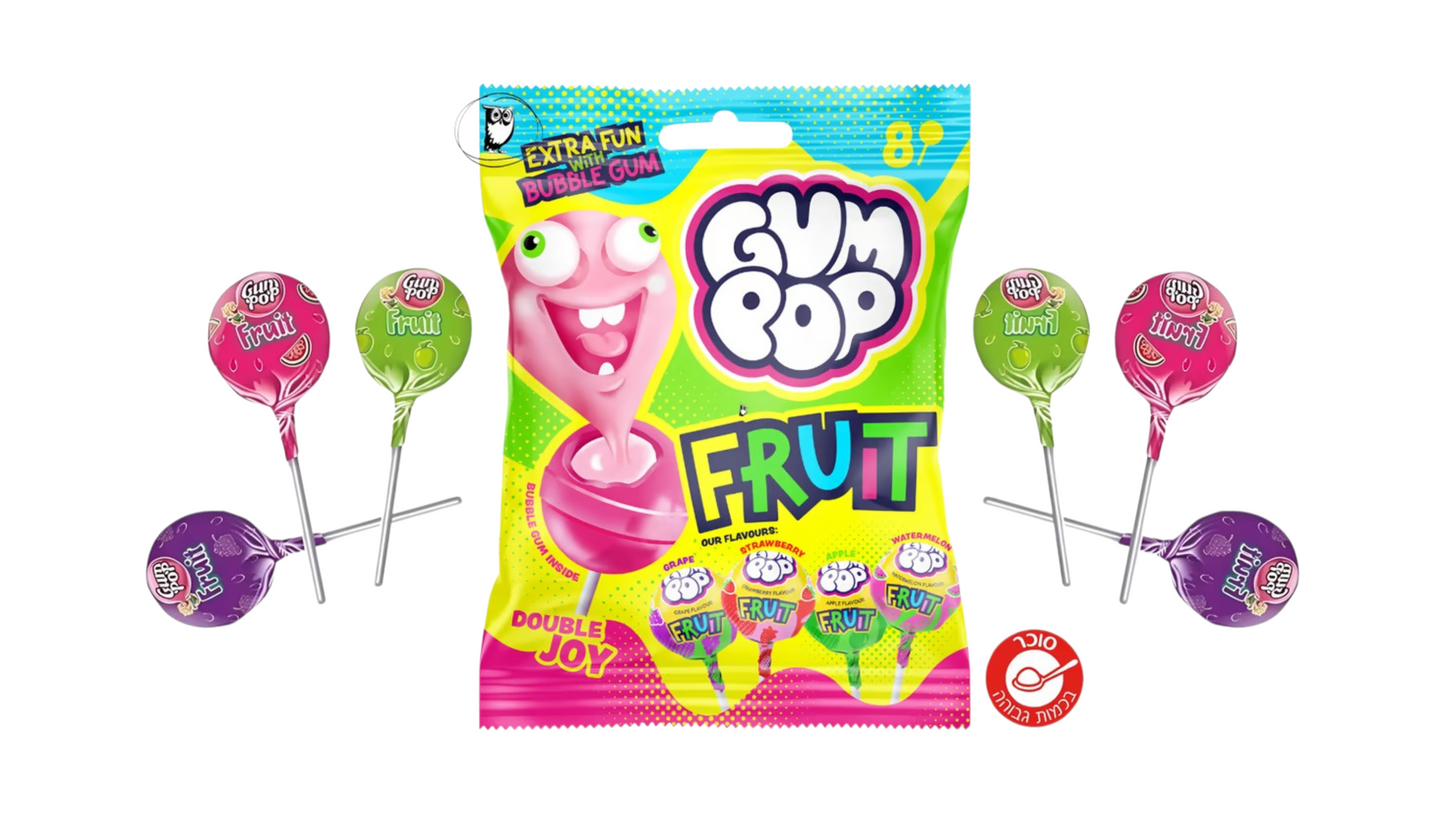 Pack of 8 fruit-flavored gummy lollipops - GUM POP