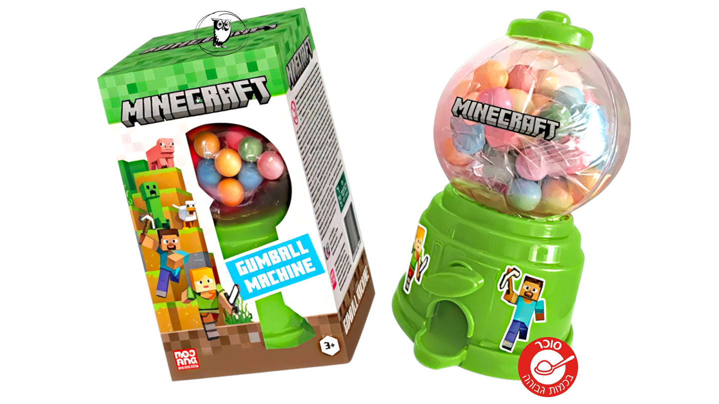 מכונת מסטיקים עם מסטיקים עגולים בעיצוב מיינקראפט - MINECRAFT