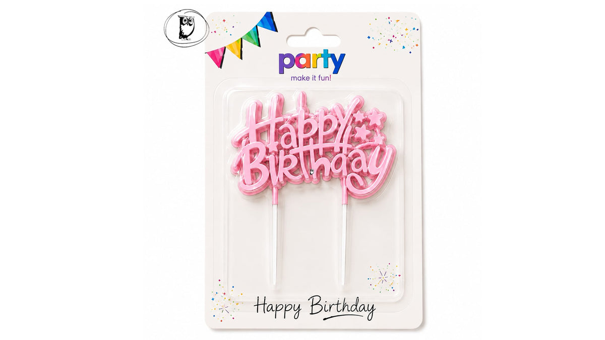 נר יום הולדת רוז גולד בעיצוב הכיתוב Happy Birthday