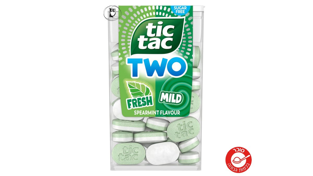 טיק טק סוכריות דו-שכבתיות בטעם מנטה עדין ומרענן - TICTAC TWO