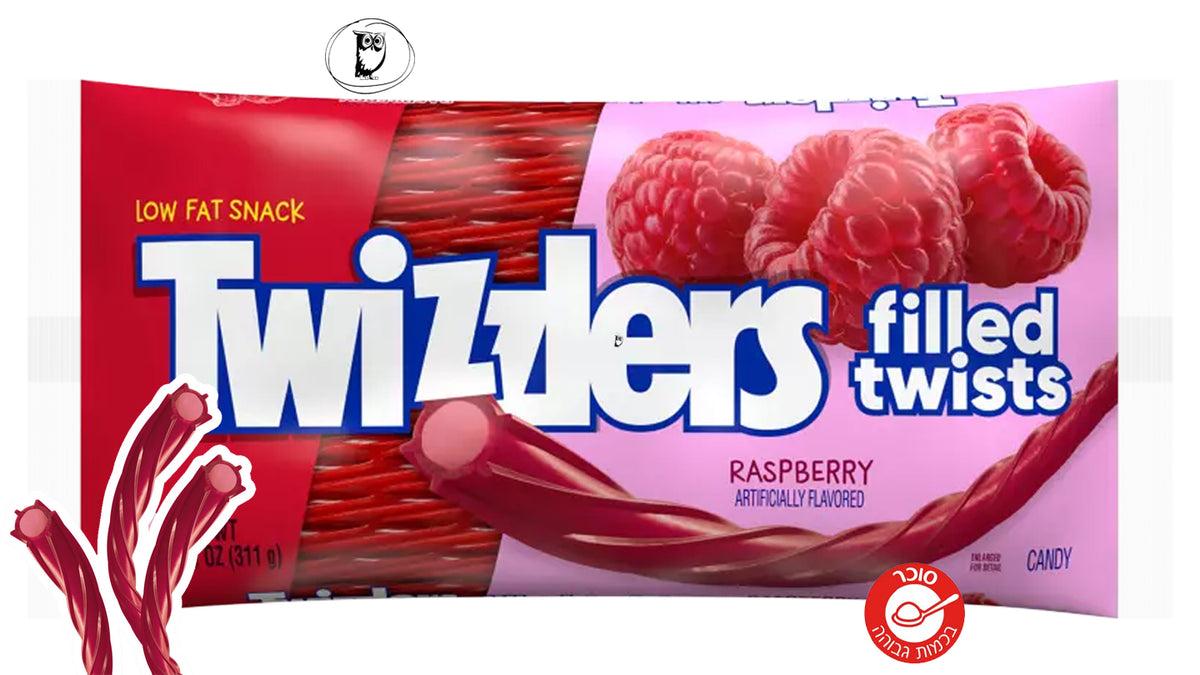 סוכריות ליקריץ ממולאות בטעם פטל במארז ענק- Twizzlers Filled Twists Raspberry