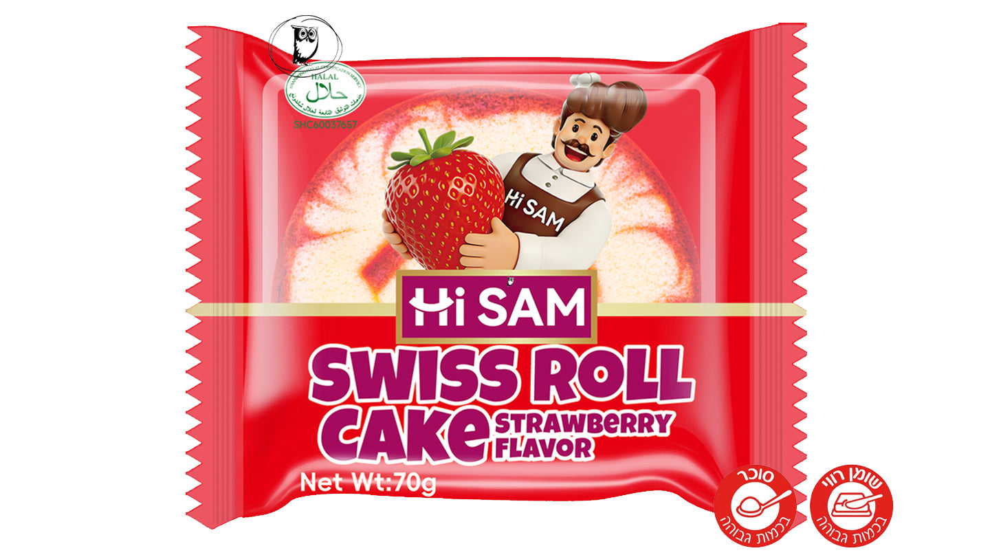 עוגת רול ספוג בטעם תות - HI SAM Swiss Roll Cake Strawberry
