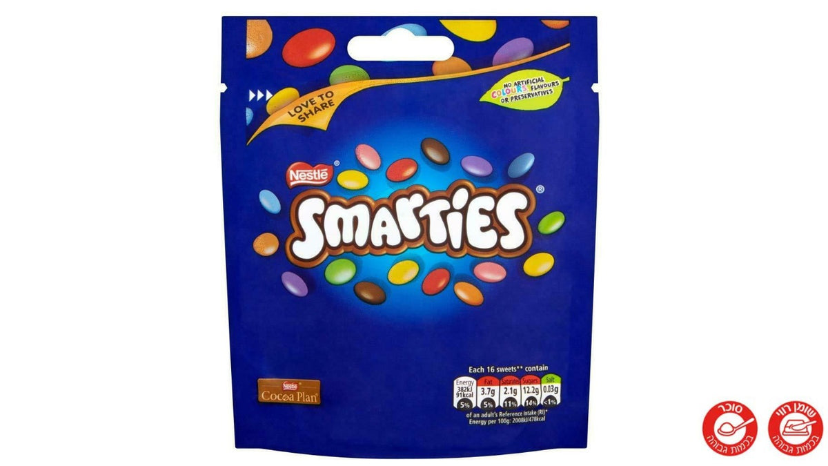 סמרטיס שקית עדשי שוקולד - SMARTIES LOVE TO SHARE