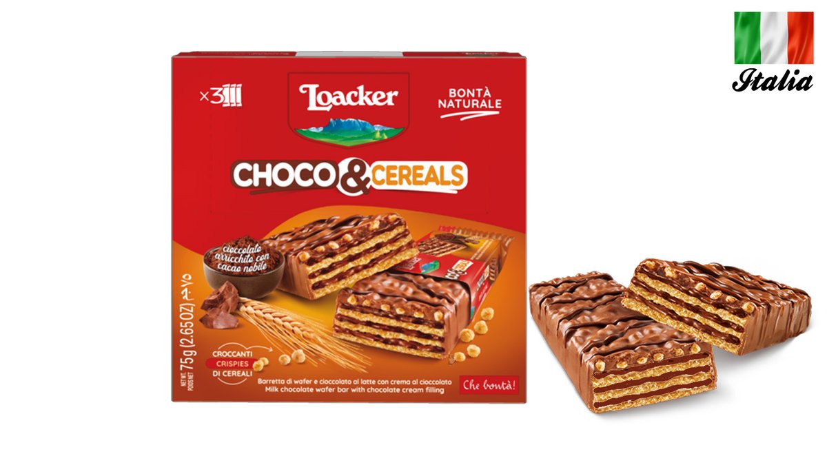 לואקר מארז 4 חטיפי וופל במילוי קרם קקאו, דגנים ושוקולד - LOACKER Milk & Cereals