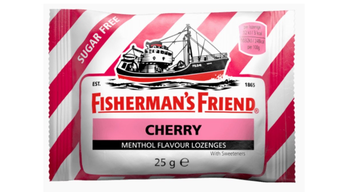 סוכריות מנטה דובדבן ללא סוכר -אדום FISHERMAN'S FRIEND CHERRY