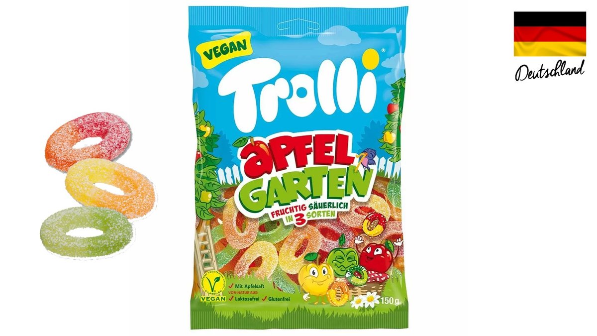 علكة ترولي بنكهة التفاح الحامض - TROLLI APFELGARTEN