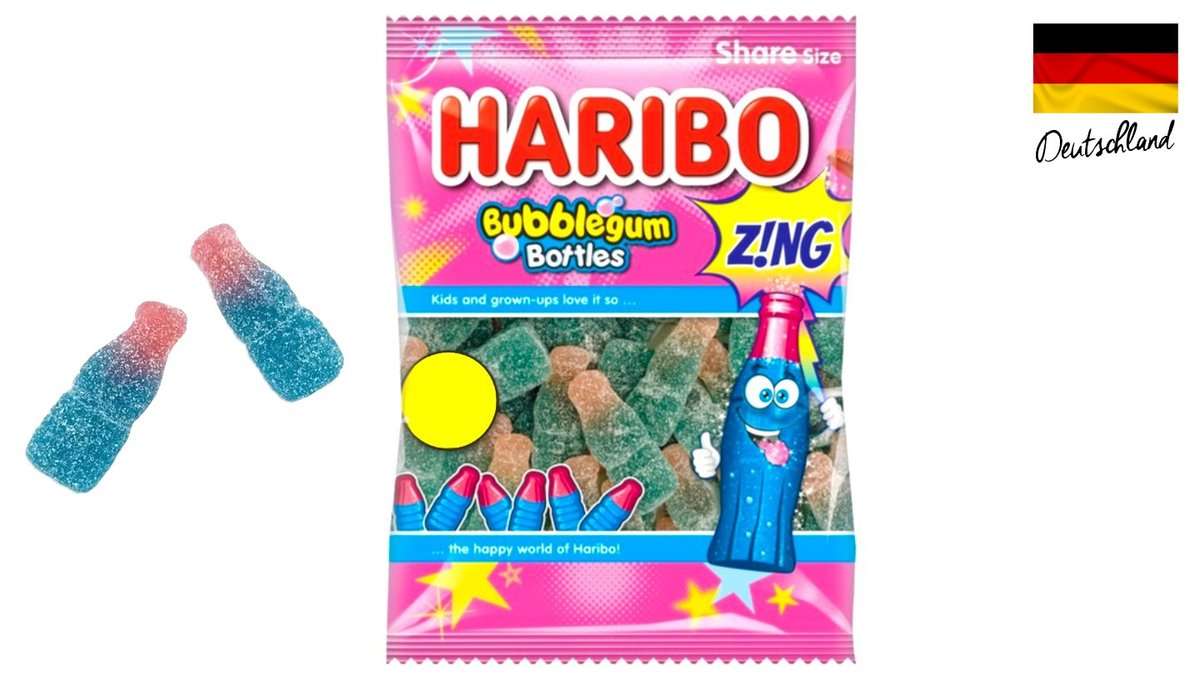 גומי הריבו בקבוקונים חמוצים בטעם פירות ומסטיק - HARIBO bubblegum bottles zing