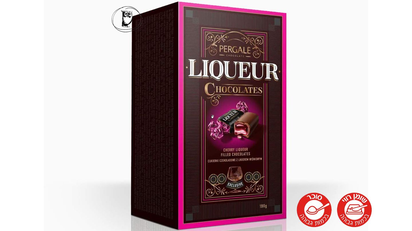פרליני שוקולד מריר במילוי ליקר דובדבנים - Pergalė Liqueur Chocolates