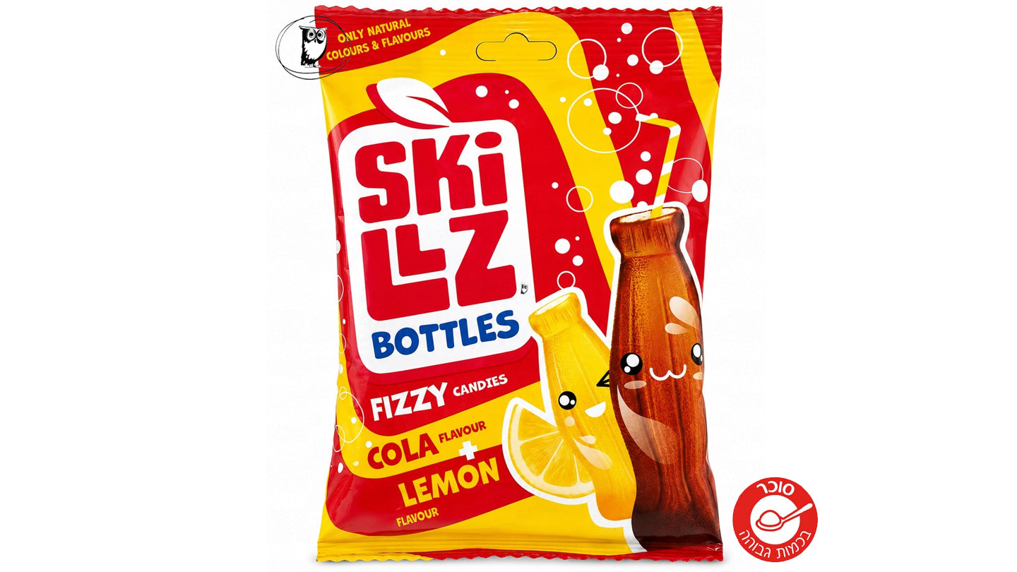סוכריות קולה לימון תוססות - Ski Lz Bottles Fizzy Cola + Lemon