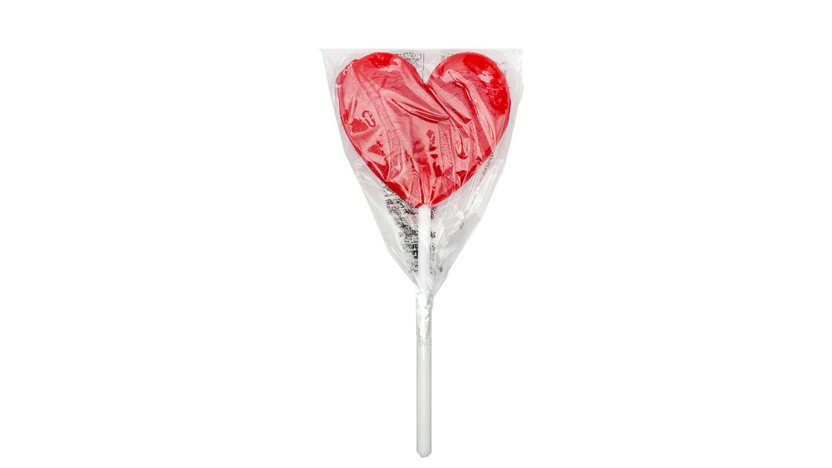 Big red heart-shaped lollipop