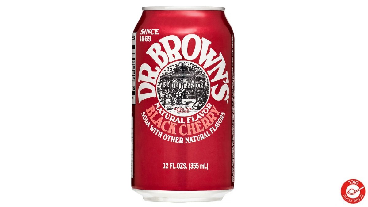 דר' בראון פחית משקה תוסס דובדבן שחור - DR. BROWN BLACK CHERRY