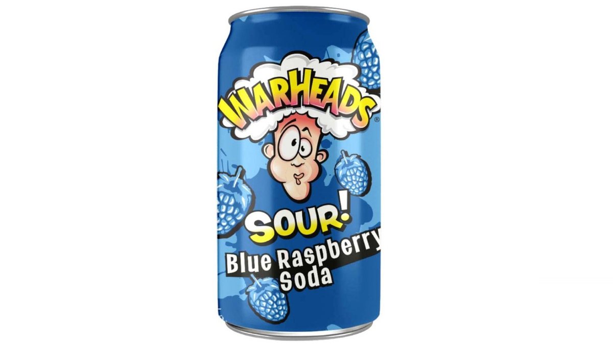 פחית משקה תוסס חמוץ בטעם פטל כחול - Warheads Sour Blue Raspberry Soda