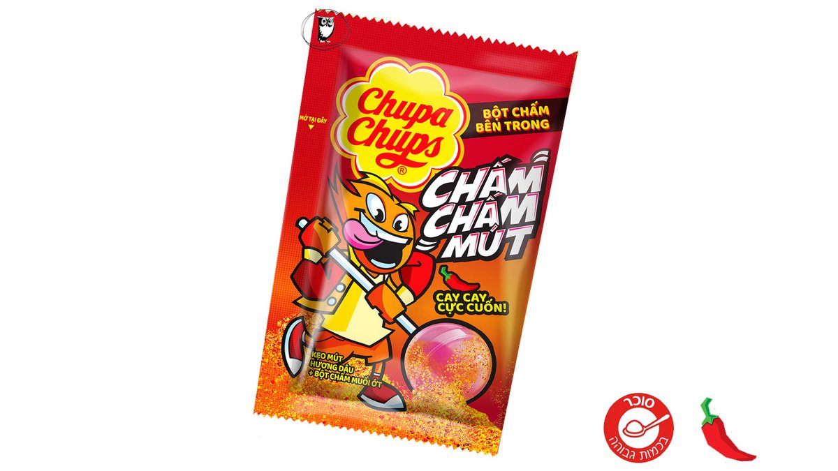 צ'ופה צ'ופס סוכריה על מקל עם אבקה חריפה לטבילה CHUPA CHUPS