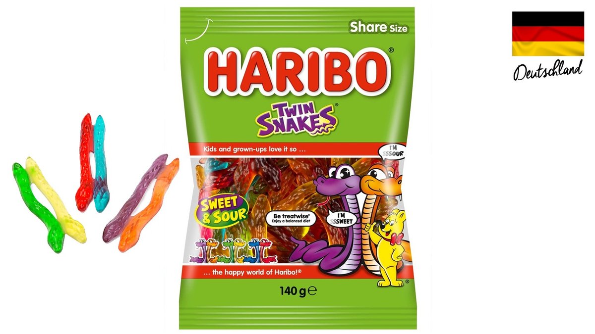 גומי הריבו זוגות נחשים חמוץ מתוק - HARIBO TWIN SNAKES