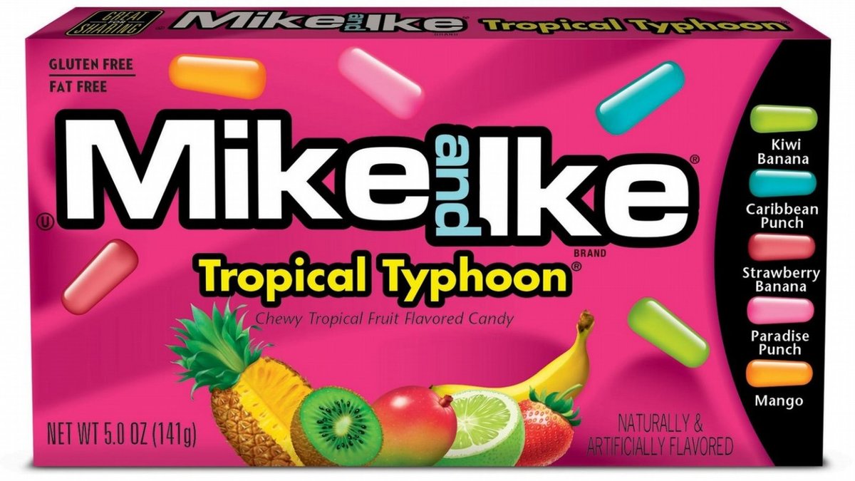מייק אנד אייק סוכריות לעיסה בטעמים טרופיים - MIKE & IKE - TROPICAL TAYPHOONE