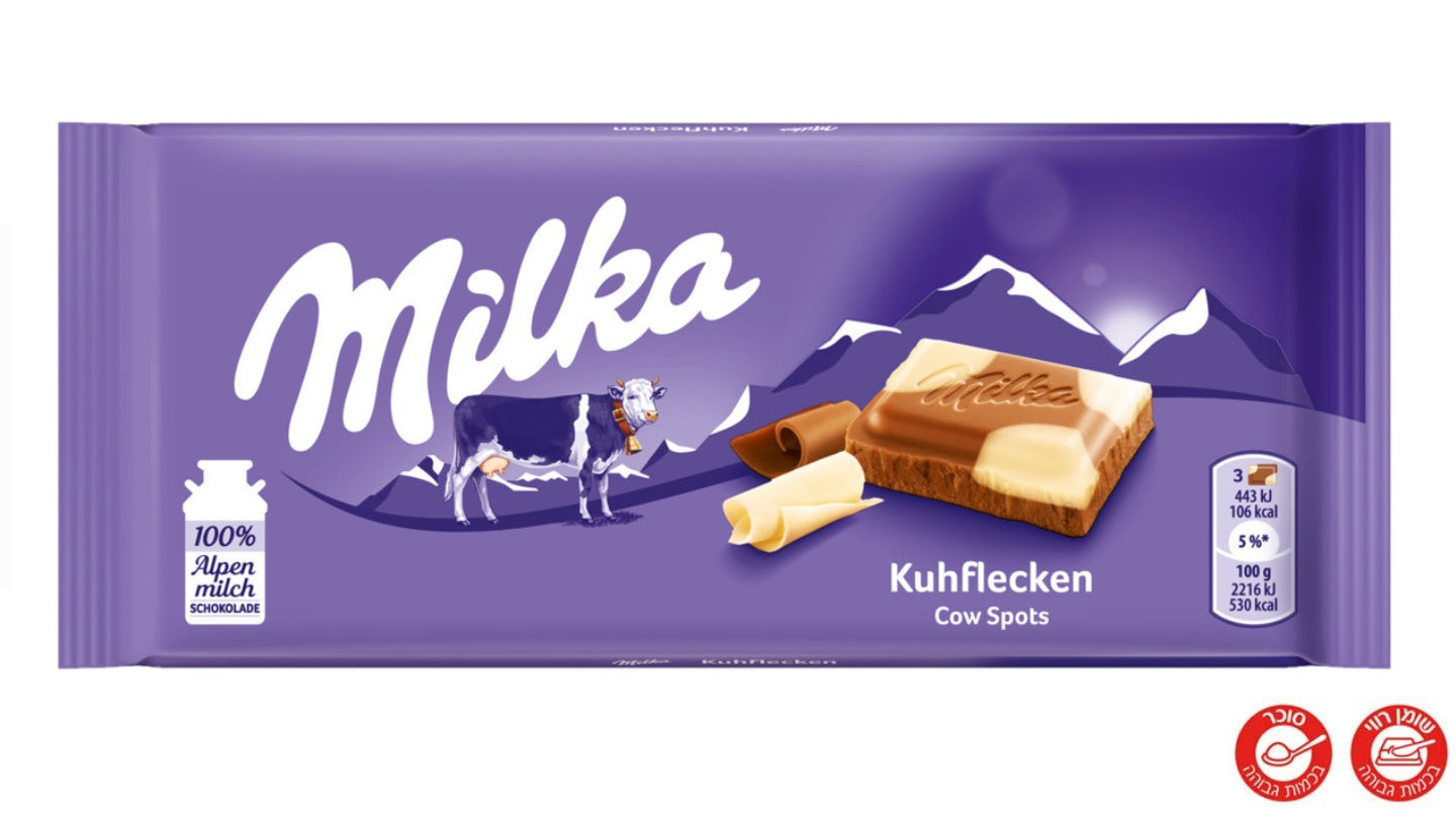 מילקה טבלת שוקולד חלב עם שוקולד לבן- MILKA COW SPOTS
