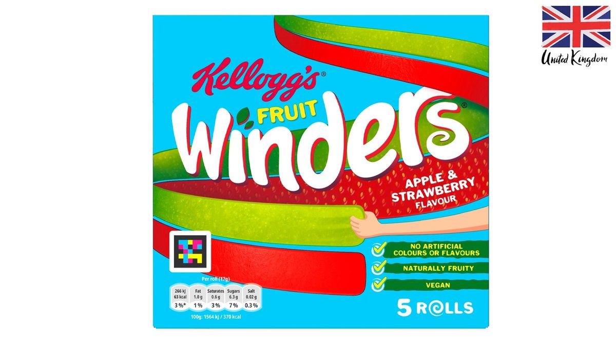 מארז 5 גלילי לדר תות תפוח - Kelloggs Fruit Winders Doubles Strawberry & Apple
