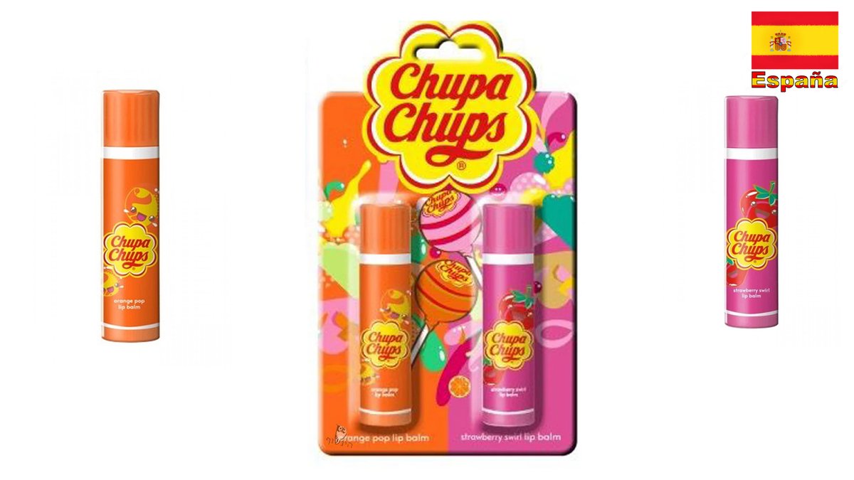 צמד שפתונים נגד יובש בטעמי סוכריות תות ותפוז - CHUPA CHUPS