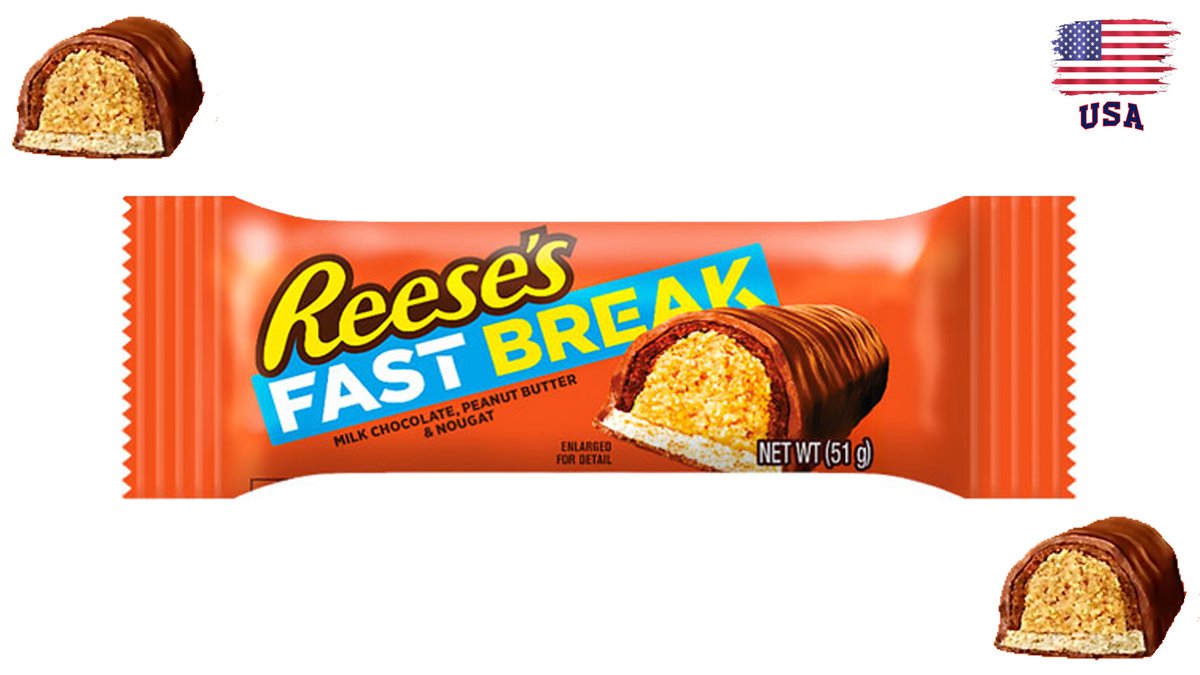 ריסס פאסט ברייק חטיף חמאת בוטנים, נוגט ושוקלד חלב - REESE'S FAST BREAK
