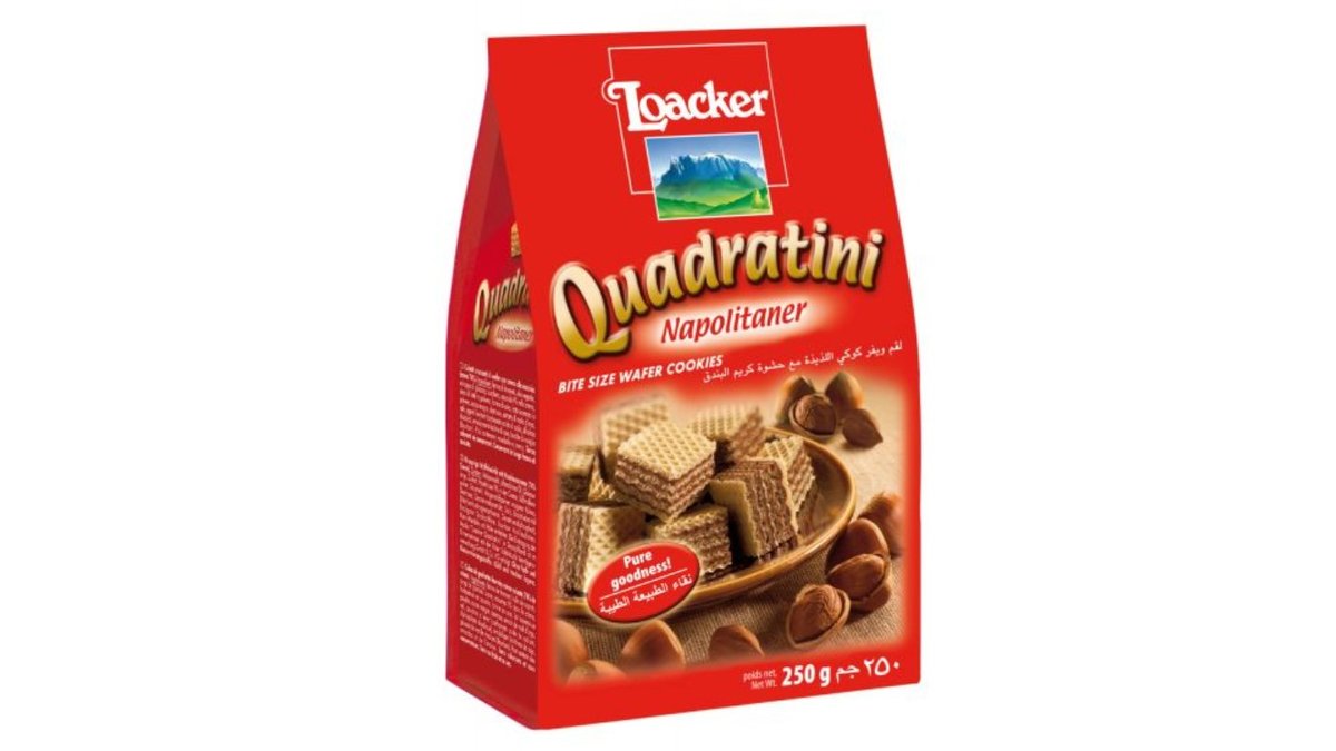 לואקר קוביות וופל במילוי קרם אגוזי לוז - Loacker Quadratini Napolitaner