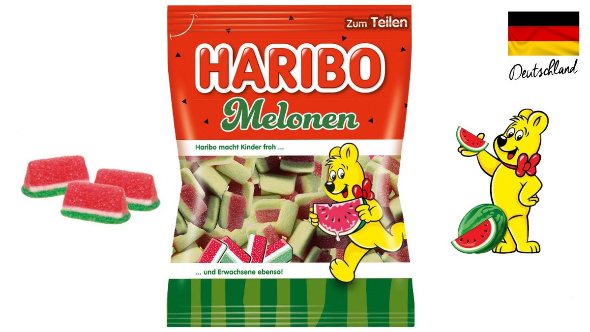 Candied watermelon flavored gummy bears - HARIBO MELONEN