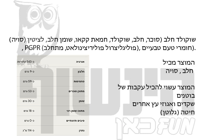 Uploaded ingredient image for הרשי שוקולד חלב בצורת צלב - HERSHEY'S MILK CHOCOLATE