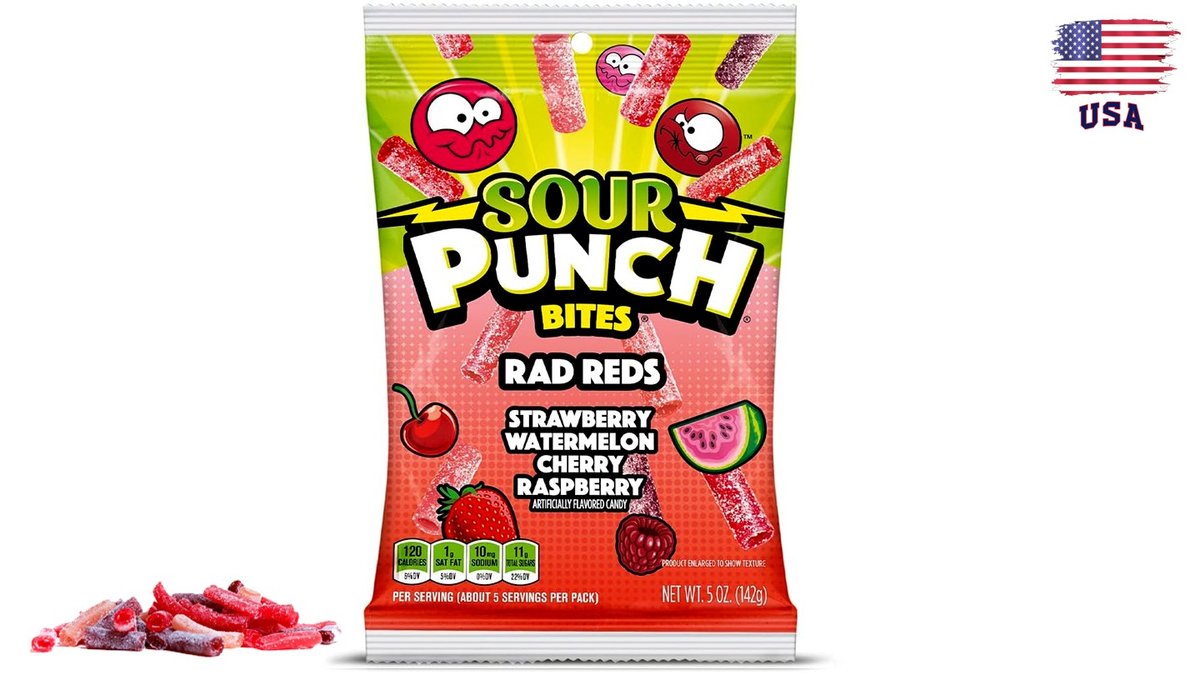 חתיכות גומי חמוצים במיקס אדומים - Sour Punch Bites Rad Red