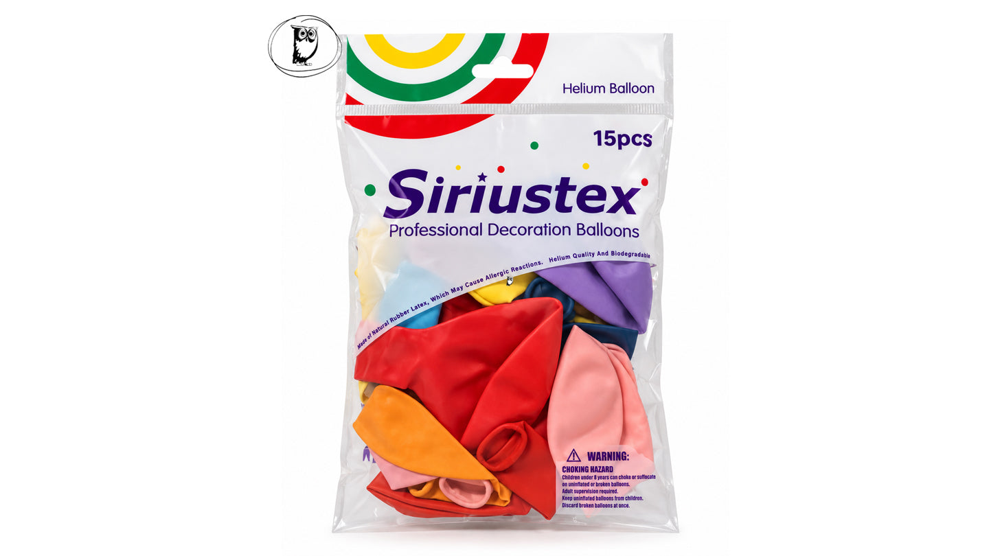 שקית 15 בלונים צבעוניים פסטל - מיקס - Siriustex