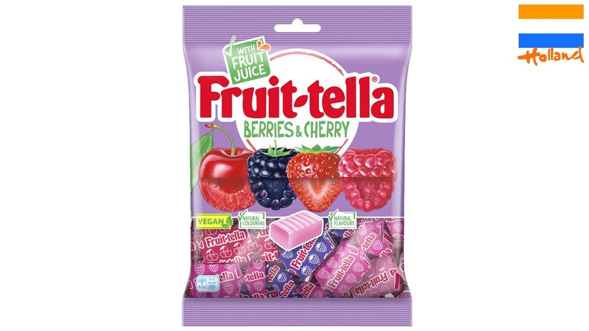 Fruitella cherry and raspberry toffee in a bag, individually packed - FRUIT-TELLA BERRIES &amp; CHERRY